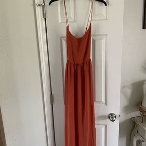 Rust colored maxi dress with spaghetti straps